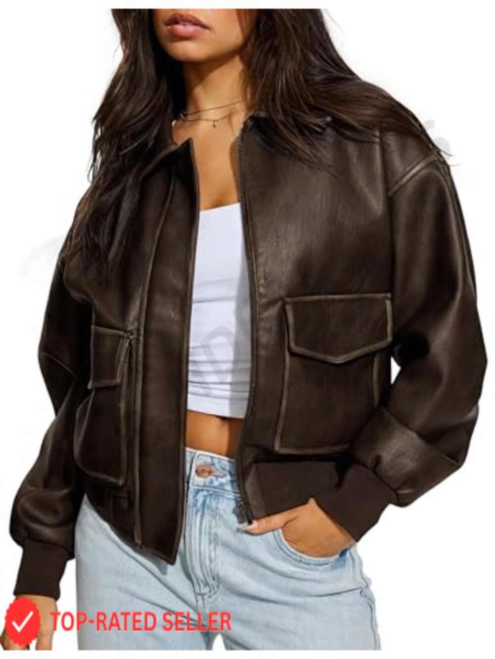 Faux Leather Jacket Women Oversized Motorcycle Bomber Moto Zip Moto